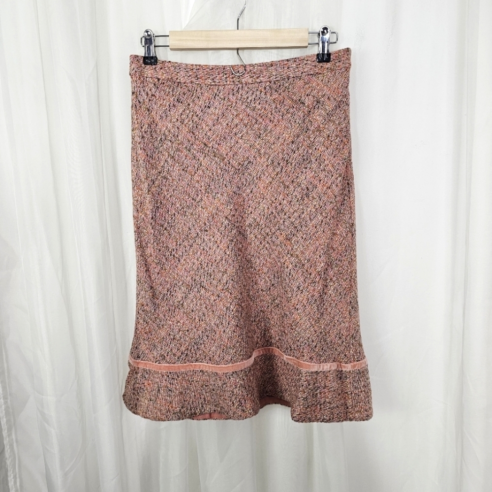 Vintage Gap wool tweed skirt pink tulip hem velvet 2000 size 6